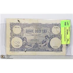 1928 ROMANIA 20 LEI BANKNOTE LARGE SIZE