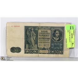 WW2 POLAND 1941 50 ZLOTY BANKNOTE