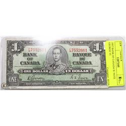 1937 BANK OF CANADA $1 NOTE GEORGE VI