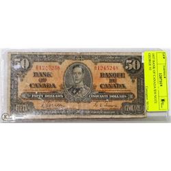1937 BANK OF CANADA $50 NOTE GEORGE VI