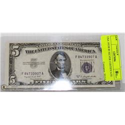 USA 1953B $5 SILVER CERTIFICATE