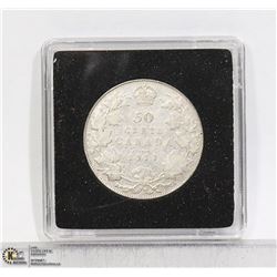1913 GEORGE V CANADA SILVER 50 CENT