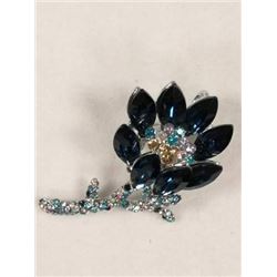 RHINESTONE FLOWER BROOCH WITH MARQUIS CUT PETALS