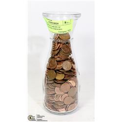 ESTATE WINE CARAFE OF PENNIES,DATES UNKNOWN