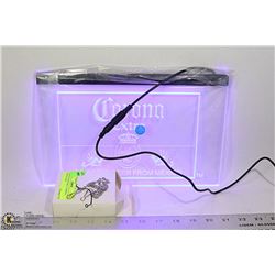 LIGHTED NEON BLUE "CORONA EXTRA" SIGN, 12 X 9