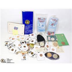 ESTATE LOT OF MIXED COINS MEDALS AND MISC