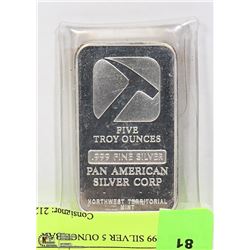 PAN AM .999 SILVER 5 OUNCE BAR