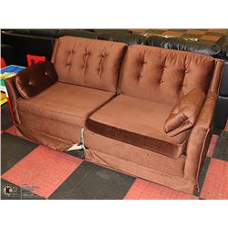 BROWN VELVET LOVE SEAT