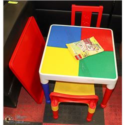 KIDS LEGO TABLE WITH EXTRA FLAT COVER.53 LEGO KIT