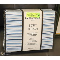 NEW QUEEN SIZE LAUREN TAYLOR MICROFIBER SHEET SET