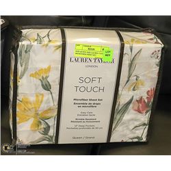NEW QUEEN SIZE LAUREN TAYLOR MICROFIBER SHEET SET