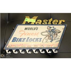 MASTER BIKE LOCK VINTAGE SIGN 13 X 10