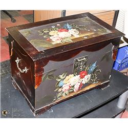 BROWN FLORAL PAINTED TRUNK