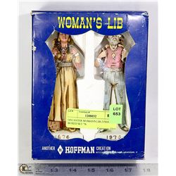 DECANTER WOMAN'S LIB 2 FIGURE BOXED SET '76