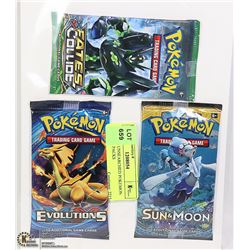 3 SEALED UNSEARCHED POKEMON BOOSTER PACKS