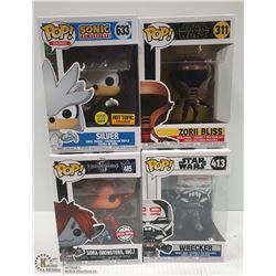 LOT OF 4 VARIOUS FUNKO POPS SILVER HOT TOPIC