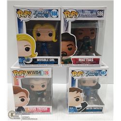 LOT OF 4 VARIOUS FUNKO POPS MATTIAS, STEVE TREVOR