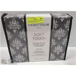 NEW QUEEN SIZE LAUREN TAYLOR MICROFIBER SHEET SET