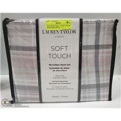NEW QUEEN SIZE LAUREN TAYLOR MICROFIBER SHEET SET