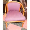 Image 1 : WOOD WITH PURPLE FABRIC ARM CHAIR
