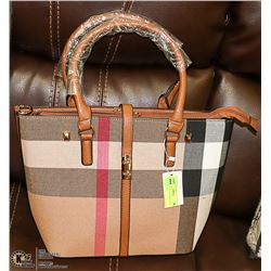 NEW PLAID TOTE COMBO PURSE SET, INCLUDES