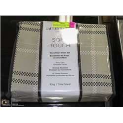 NEW KING SIZE LAUREN TAYLOR MICROFIBER SHEET SET