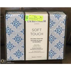 NEW QUEEN SIZE LAUREN TAYLOR MICROFIBER SHEET SET
