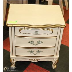 WHITE NIGHT STAND WITH GOLD TRIM