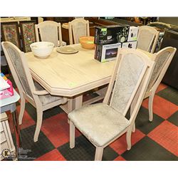 WHITE DINING TABLE WITH 6 CHAIRS 41 X 65 X 31