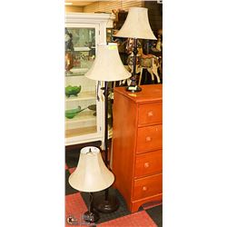 FLOOR LAMP 5FT  AND 2 TABLE LAMPS 27" TALL
