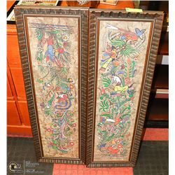 PAIR OF FRAMED BIRDS PICTURE 38X12