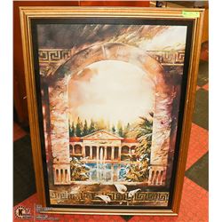 GREEK PARADISE FRAMED AND MATTED CANVAS