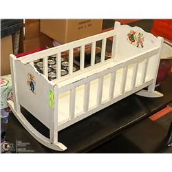 VINTAGE HANDCRAFTED CHILD'S TOY WOOD CRADLE