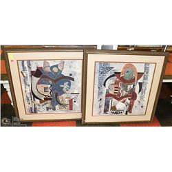 LOT OF TWO 30 X 30 FRAMED ART PIECES