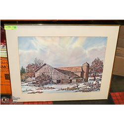 OLD BARN FRAMED AND MATTED