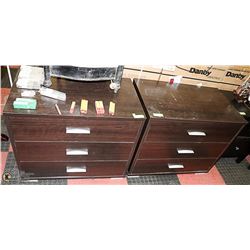 PAIR OF BLACK WOODEN 3 DRAWER DRESSERS