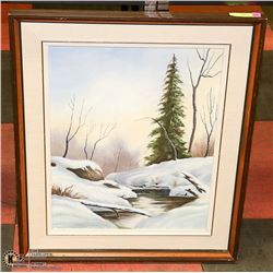 WINTER SCENE FRAMED PICTURE 22 X 26