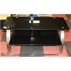 METAL TV STAND WITH GLASS SHELVING