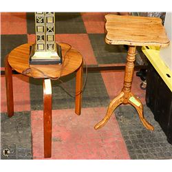 TWO WOOD TABLES.
