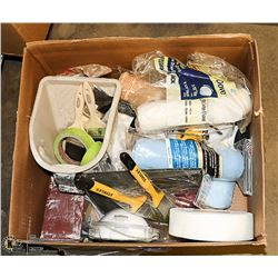 BOX OF PAINTING SUPPLIES