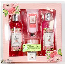 NEW 4PC OPALINE SPA  ROSE PETAL BATH GIFT SET