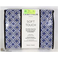 NEW QUEEN SIZE LAUREN TAYLOR MICROFIBER SHEET SET