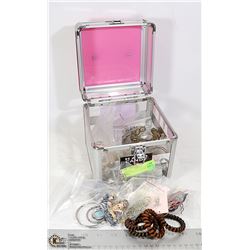 PINK BOX FULL OF ESTATE JEWELLERY