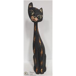 LARGE WOODEN CAT 21" TALL