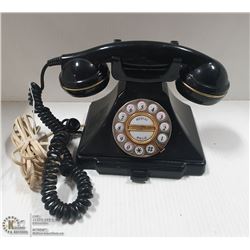VINTAGE RETRO BLACK PHONE PUSH BUTTON,GOLD TRIM