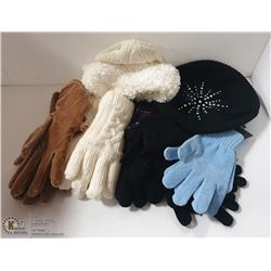 LOT OF WINTER HATS & GLOVES - CLOTHING