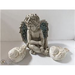 BOX WITH DECORATIVE CHERUB (9.5"H) AND