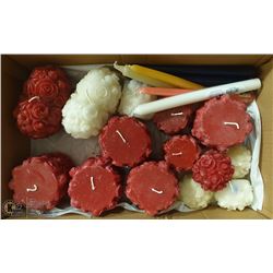 BOX WITH 14 RED & WHITE ROSE CARVED