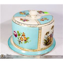 ESTATE CAKE PLATE WITH LID, SMALL CHIP IN LID