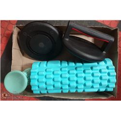BOX OF EXERCISE EQUIPMENT